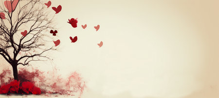 Vintage Valentine's Day concept. For wedding photos, wedding cards valentine's day card or web design and web background. Generative aiの素材