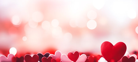 Abstract background of heart icon, Red heart graphics, blurred heart background, For wedding photos ,wedding cards valentine's day card. Generative aiの素材