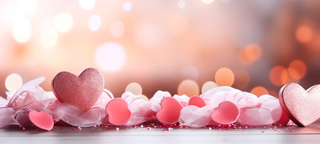 Abstract background of heart icon, Red heart graphics, blurred heart background, For wedding photos ,wedding cards valentine's day card. Generative aiの素材