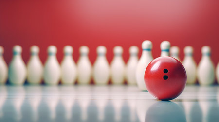 bowling ball and pins. For sport design or web background. Generative aiの素材
