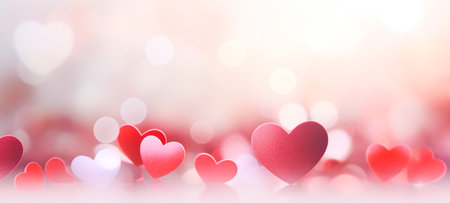 Abstract background of heart icon, Red heart graphics, blurred heart background, For wedding photos ,wedding cards valentine's day card. Generative aiの素材