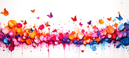 Papercut background of various colored flower trees, watercolor style illustration. For art texture, presentation design or web design and web background. Generative aiの素材