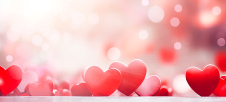Abstract background of heart icon, Red heart graphics, blurred heart background, For wedding photos ,wedding cards valentine's day card. Generative aiの素材