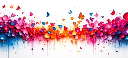 Papercut background of various colored flower trees, watercolor style illustration. For art texture, presentation design or web design and web background. Generative aiの素材