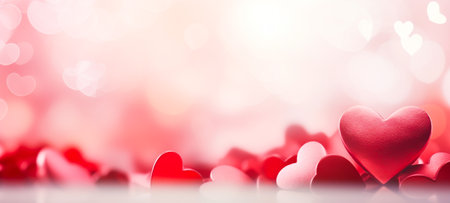 Abstract background of heart icon, Red heart graphics, blurred heart background, For wedding photos ,wedding cards valentine's day card. Generative aiの素材