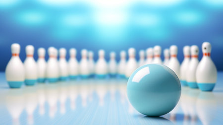 bowling ball and pins. For sport design or web background. Generative aiの素材