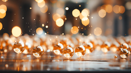 Abstract background golden blur bokeh, light ball bokeh, For Christmas photos ,Christmas cards New Year festivals card. Generative ai.の素材