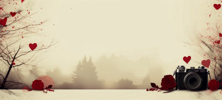 Vintage Valentine's Day concept. For wedding photos, wedding cards valentine's day card or web design and web background. Generative aiの素材