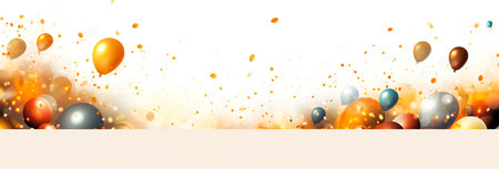 Celebration colorful balloons on white background. For Merry christmas card and Happy new year poster or web design and web background. Generative aiの素材