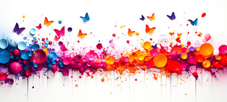Papercut background of various colored flower trees, watercolor style illustration. For art texture, presentation design or web design and web background. Generative aiの素材