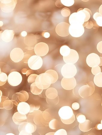 This image showcases a captivating background of soft radiant bokeh lights with a subtle rose gold tint creating a vintage inspired sepia toned aesthetic The blurred glittering lights evoke a senseの素材