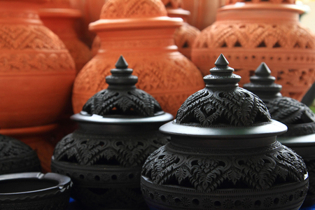 light and shadow on the earthenwareの写真素材