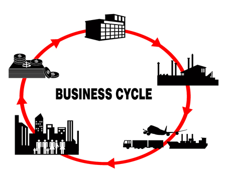 business cycle on a white blackgroundのイラスト素材