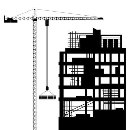 construction crane  on white backgroundのイラスト素材
