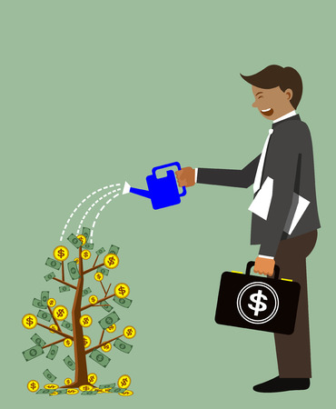 man watering a money treeのイラスト素材