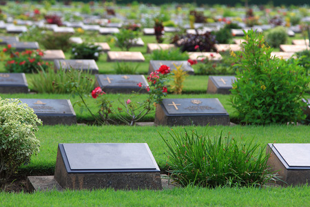soldier Cemetery at kanchanaburi in thailand