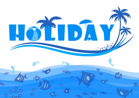illustration holiday on summer in beachのイラスト素材