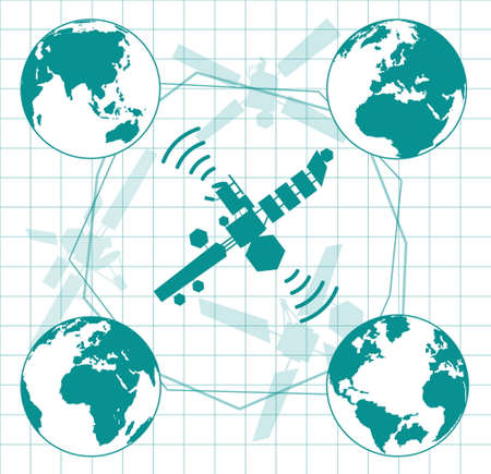 communication and wireless satellite technologyのイラスト素材