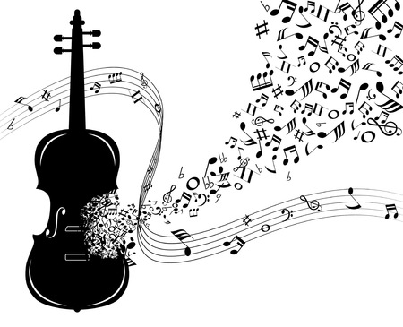 silhouette violin note and musicのイラスト素材