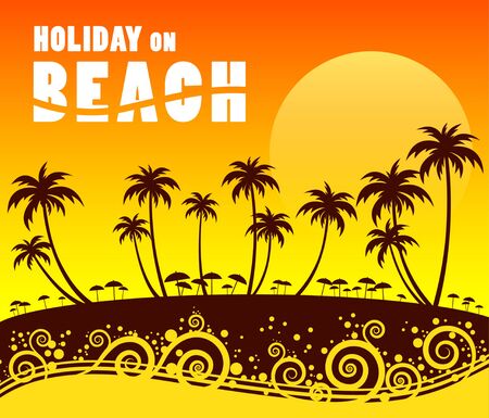 sunrise with holiday on beachのイラスト素材