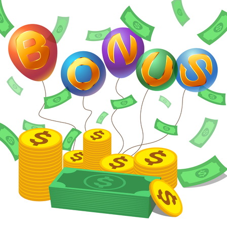 bonus with money,coin and alphabet on balloonのイラスト素材