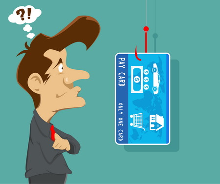 deceived and bait,businessman with credit card and hookのイラスト素材