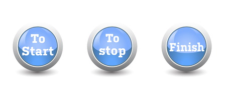 icon start,stop and finish button isolated on white background and finger push to startのイラスト素材