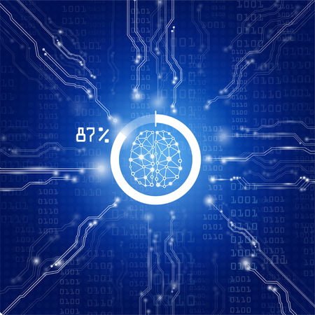 Abstract background science technology ,digital brain genius with processor chip of global to future