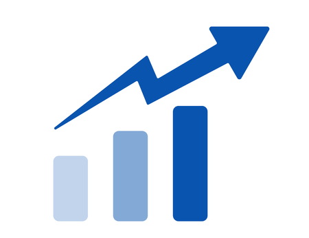 isolated up arrow icon on white background,business plan meeting and chart with development in better way,success growth and marketingのイラスト素材