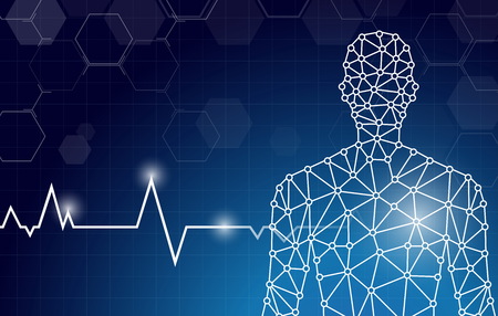 copy space,abstract background technology concept in blue light,brain and human body heal ,technology modern medical science in future and global international medical with tests analysis clone DNA humanのイラスト素材