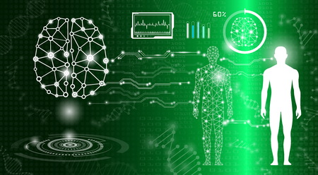 abstract background technology concept in green light,human body heal,technology modern medical...