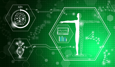 abstract background technology concept in green light,human body heal,technology modern medical...