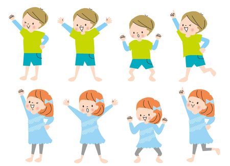 Kids Boys Girl Gymnastics Rhythmic Setのイラスト素材