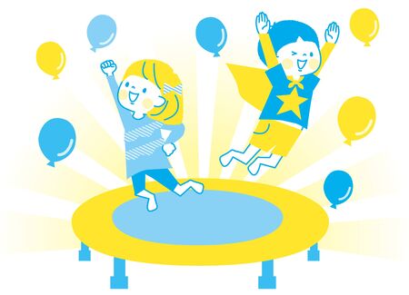 Trampoline Kids Setのイラスト素材
