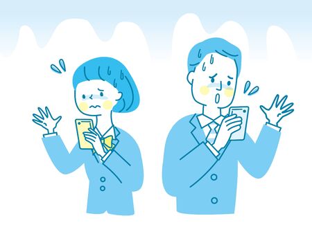 Smartphone Trouble Suit Uniform Men and Womenのイラスト素材