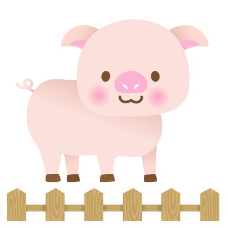 Cute Ranch Pigletのイラスト素材