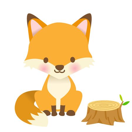 Stump and cute kita foxのイラスト素材
