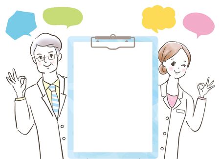 Senior Home Doctor/Female Doctor / Smile / Medical Recordのイラスト素材