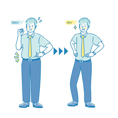 Middle-aged man on a successful dietのイラスト素材