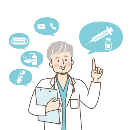 Medical specialists explaining vaccinesのイラスト素材