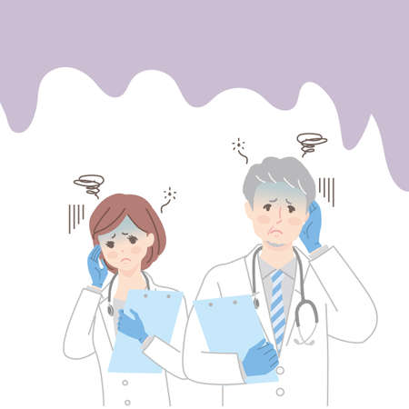 Tired Male and Female Doctor Illustrationのイラスト素材