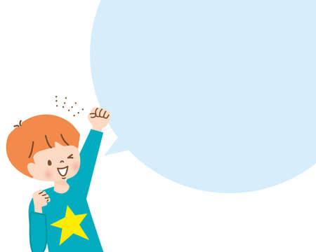 Boy posing gutsy and speech bubbleのイラスト素材