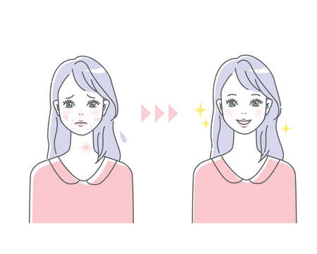 Young woman skin care stain skin rough skinのイラスト素材