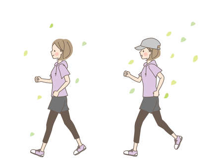 Illustration set of women walkingのイラスト素材
