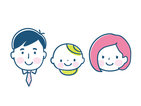 Simple Family Face Icon Stock Illustrationのイラスト素材