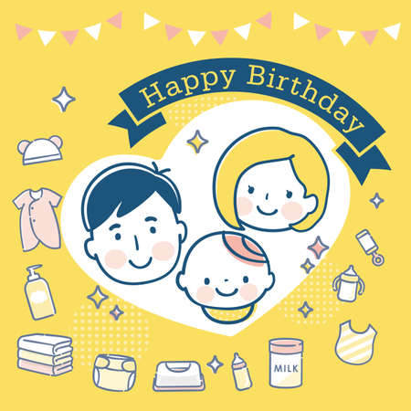 Childbirth Preparation Image Illustration and Smiling Parent and Childのイラスト素材