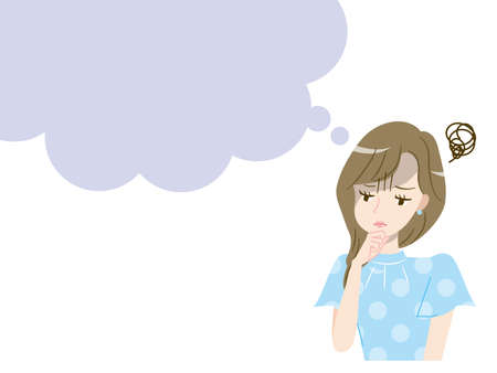 Struggling Depressed Young Women and Speech Bubble Illustration Materialsのイラスト素材