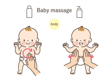Smiling baby being massaged stock illustration setのイラスト素材