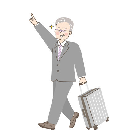 Senior man in suit on business trip illustrationのイラスト素材
