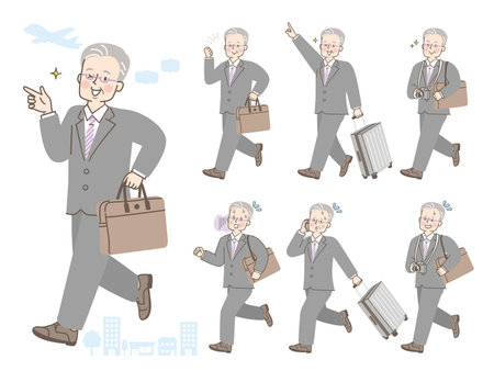 Illustration set of men in suits on business tripsのイラスト素材